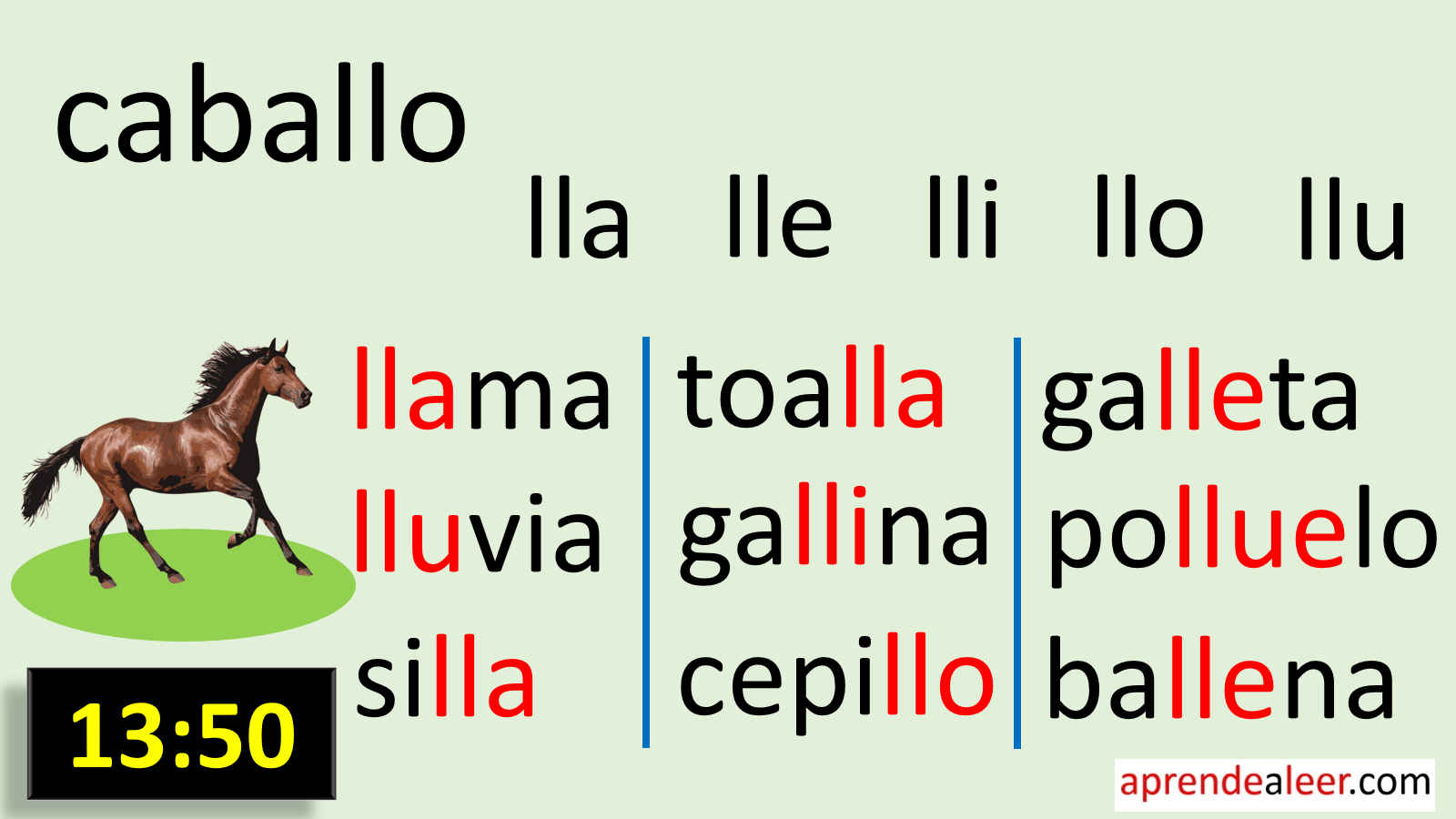 Sílabas lla lle lli llo llu para niños | aprendealeer.com